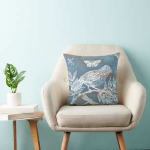 Rustikale Blauvogelinsekten Naturwald Vintag Kissen
