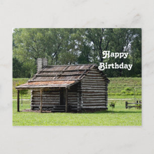 Rustikale Blockhütte Foto Geburtstag Postkarte