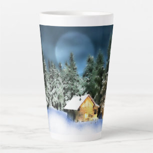 Rustikale Blockhütte Vollmond Milchtasse