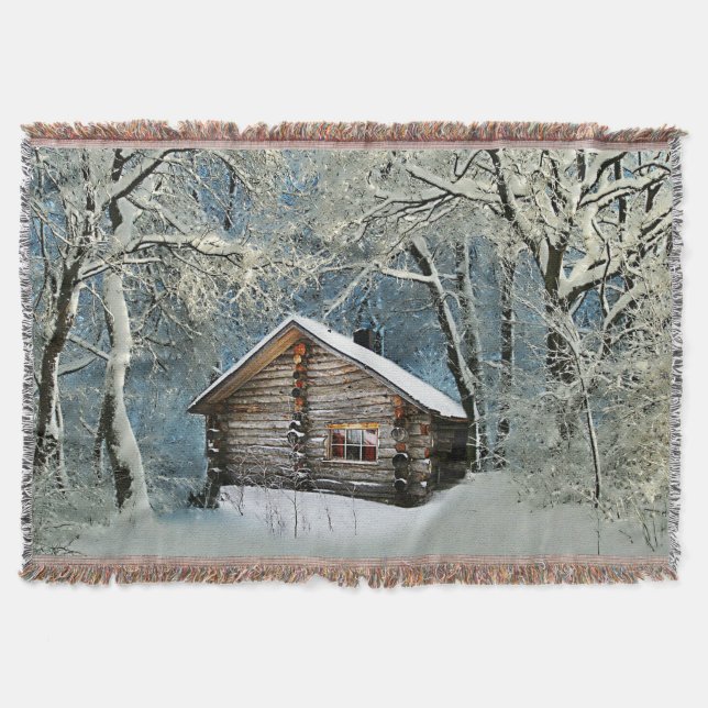 Rustikale Blockhütte Wintermagie Decke (Vorderseite)