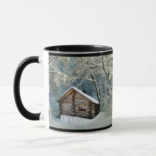 Rustikale Blockhütte Wintermagie Tasse