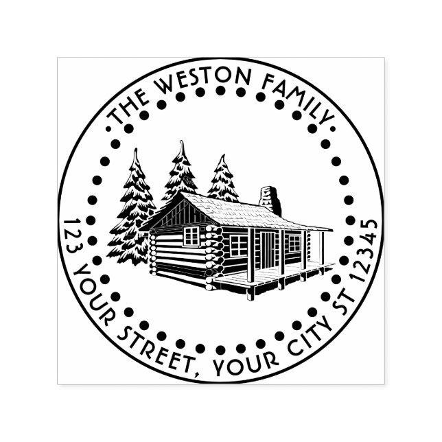 Rustikale Blockhütte Winterschneebezeichnung Rücks Permastempel (Design)