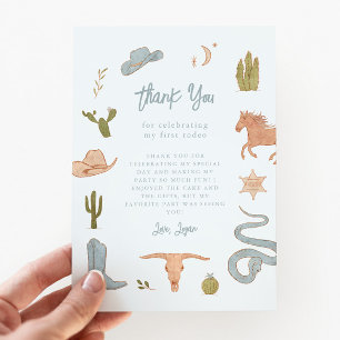 Rustikale Blue Cowboy Birthday Party Dankeskarte