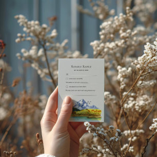 Rustikale Blue Mountain Hochzeitsantwortkarte RSVP Karte