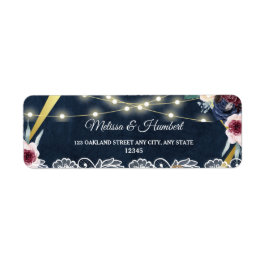 Rustikale Blue String Lights Hochzeit Rücksendeadr