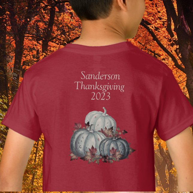 Rustikale Blue Watercolor Pumpkin-Herbstlaub T-Shirt (Von Creator hochgeladen)