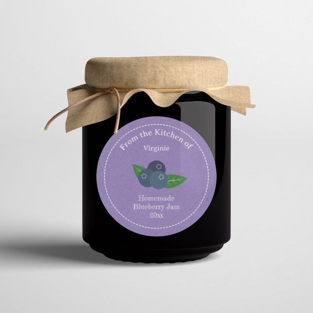 Rustikale Blueberry-Marmelade Runder Aufkleber (Rustic Blueberry Jam Label Sticker)