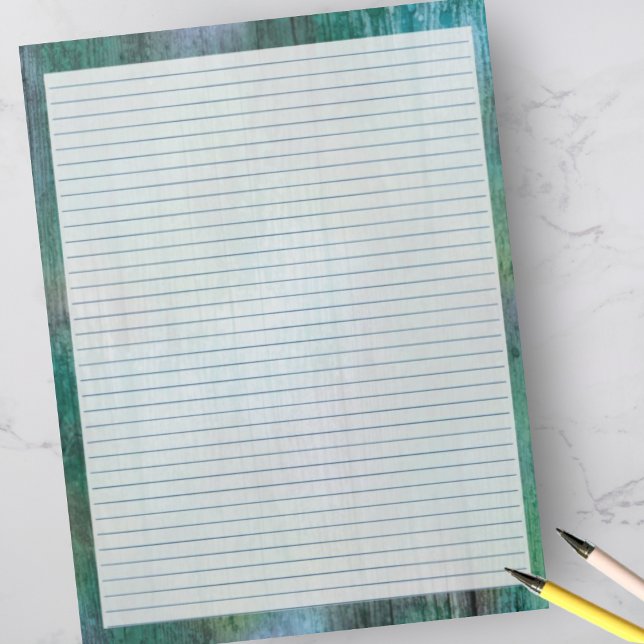 Rustikale Blues Green - Blue Uni Ruled 8.5"x11" Notizblock (Von Creator hochgeladen)