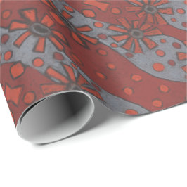 Rustikale Blume, Abstraktes Blumenmuster Terracott Geschenkpapier
