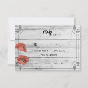 Rustikale Blume aus Weißholz mit RSVP-Karte RSVP Karte