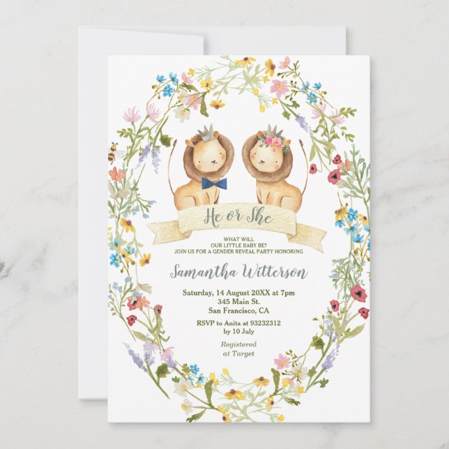 Rustikale Blume, bei denen er oder sie das Geschle Einladung (Vorderseite)