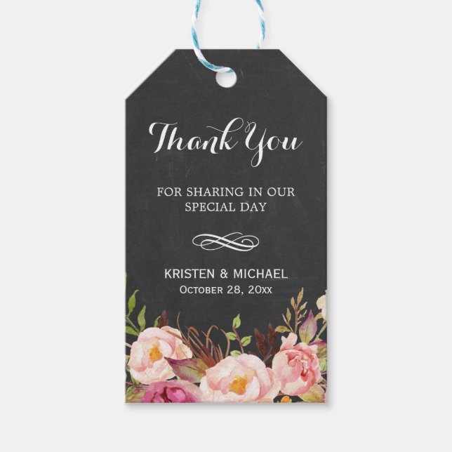 Rustikale Blume Dekoration Halbpension Hochzeit Vi Geschenkanhänger (Vorderseite)