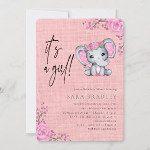 Rustikale Blume, die Elefanten begraben, Babydusch Einladung