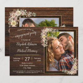 Rustikale Blume für die Aquarellfarbe Holz Verlobu Einladung