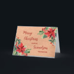 Rustikale Blume Grandson Frohe Weihnachten Karte<br><div class="desc">Frohe Weihnachten für Enkelkarte in rustikalen Vintagen Papiermuster und Aquarellfarben Blume und Blattwerk.</div>