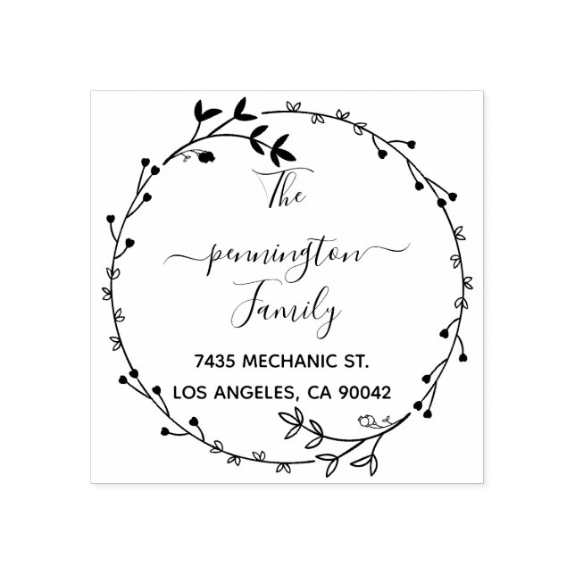 Rustikale Blume Handgeschriebene Rücksendeadresse Gummistempel (Prägung)