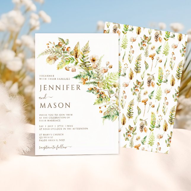 Rustikale Blume Herbst Wald Blätter Hochzeit im He Einladung (Von Creator hochgeladen)