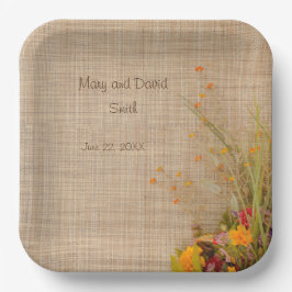 Rustikale Blume im Herbst Hochzeitspapier-Teller Pappteller