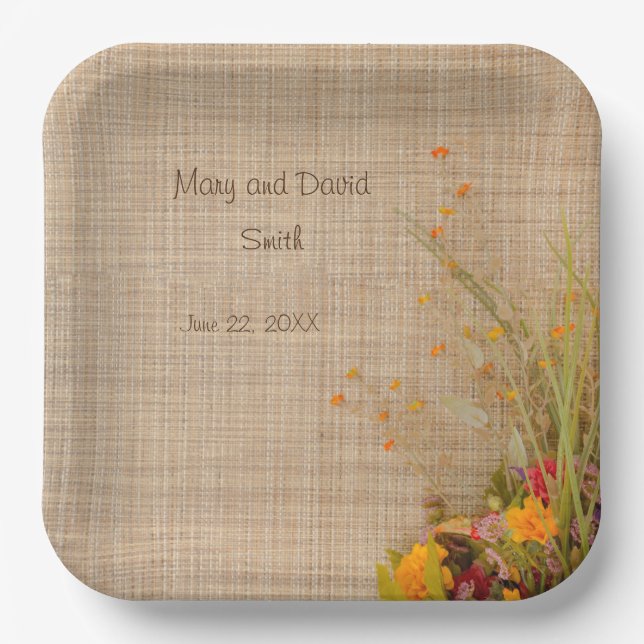 Rustikale Blume im Herbst Hochzeitspapier-Teller Pappteller (Vorderseite)