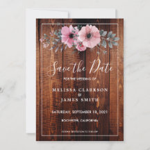 Rustikale Blume in Aquarelltönen, Save the Date au