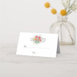 Rustikale Blume in Wasserfarbe Hochzeit Platzkarte