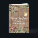 Rustikale Blume Son Frohe Weihnachten Karte<br><div class="desc">Frohe Weihnachten für Söhnenkarte in rustikalem Holzmuster und Aquarellfarben Blume und Blattwerk.</div>