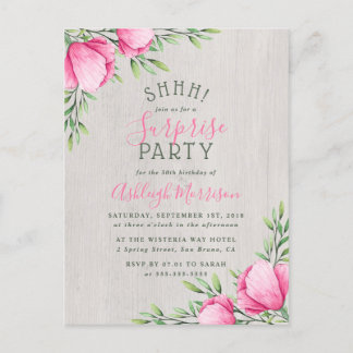 Rustikale Blume und Holz | Überraschendes Party Einladungspostkarte