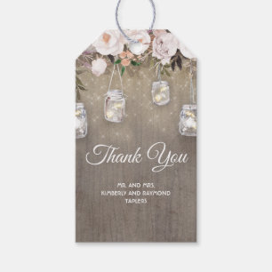 Rustikale Blume und Mason Jar Lights Hochzeit Geschenkanhänger