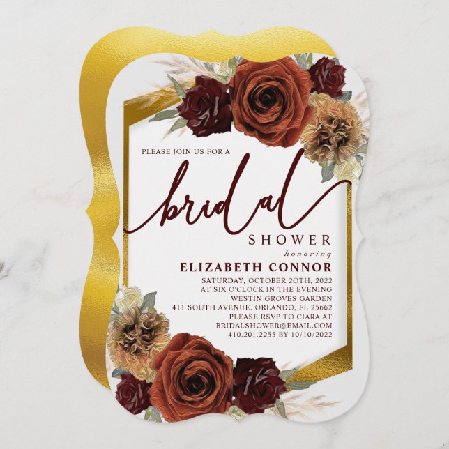 Rustikale Blume und Pampas-Gras-Brautparty Einladung (Vorne/Hinten)