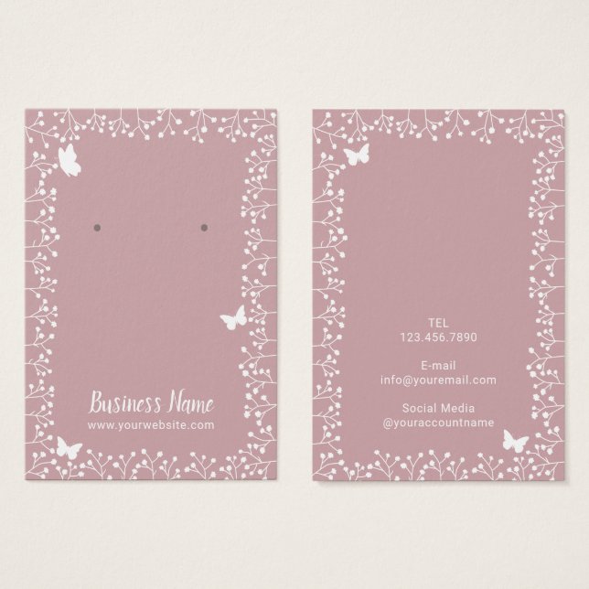 Rustikale Blume und Schmetterling, rosafarbener Oh (Vorne & Hinten)