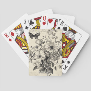 Rustikale Blume und Schmetterlinge - Altpapier (8) Spielkarten