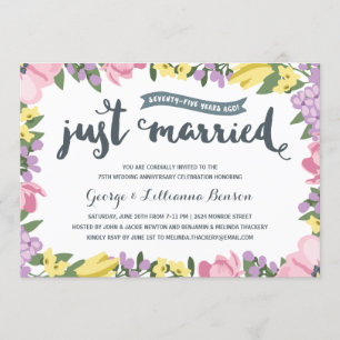 Rustikale Blumen   75. Hochzeitstag Einladung