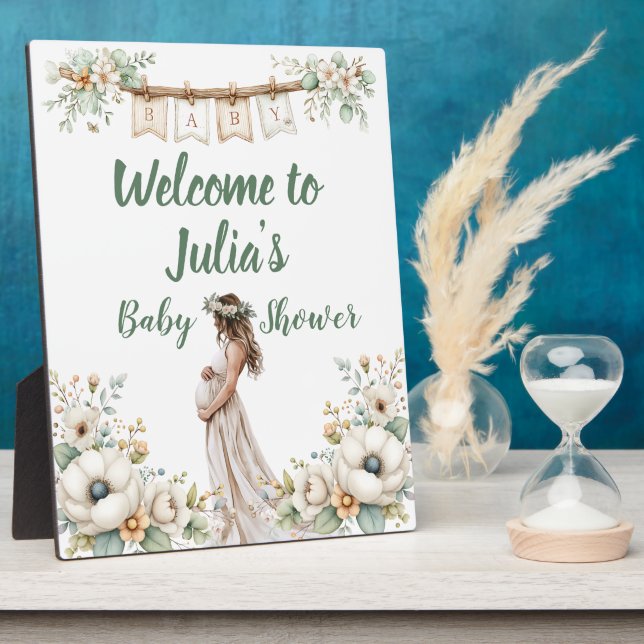 Rustikale Blumen-Baby-Party  Fotoplatte (Seite)