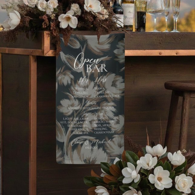 Rustikale Blumen-Bar-Menü Hochzeitsempfang Dekorat Banner (Rustic Floral Bar Menu Wedding Reception Decor Banner)