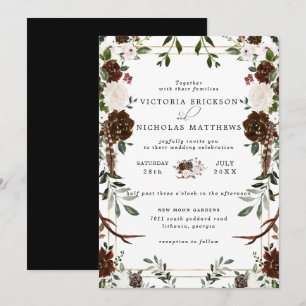 Rustikale Blumen   Boho-Botanische Hochzeit Einladung