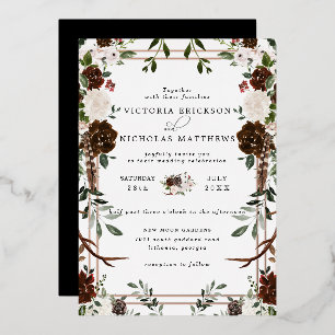 Rustikale Blumen   Boho-Botanische Hochzeitseinlad Folieneinladung