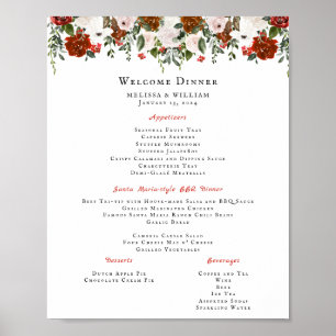 Rustikale Blumen Boho-Botanische Hochzeitsmenü Poster