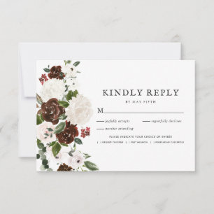 Rustikale Blumen   Boho-Grün RSVP mit Mahlzeit Karte