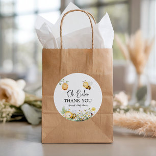 Rustikale Blumen-Daisy Oh Babee Honigbiene Baby-Pa Runder Aufkleber