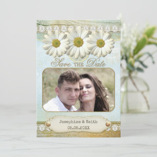 Rustikale Blumen-Foto-Save-the-Date-Karte Save The Date