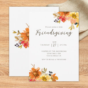 Rustikale Blumen-Friendsgiving-Dinner  Einladung