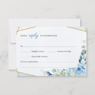 Rustikale Blumen goldene Rahmen Hochzeit RSVP Karte