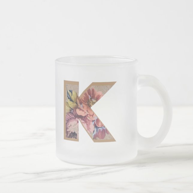 Rustikale Blumen-Großmonogramm K Mattglastasse (Rechts)