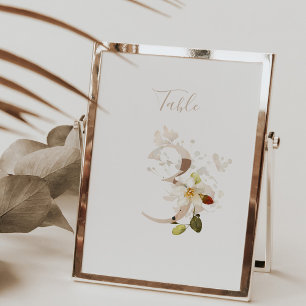 Rustikale Blumen-Handschrift-Schrift 3 Hochzeit Tischnummer