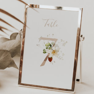 Rustikale Blumen-Handschrift-Schrift 7 Hochzeit Tischnummer
