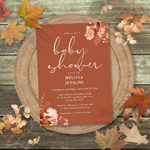 Rustikale Blumen-Herbst-Babyparty Einladung