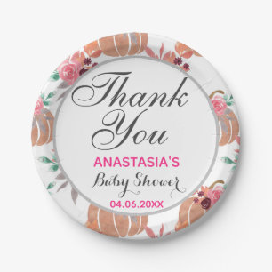 Rustikale Blumen Herbst Dankeschön Baby Shower Pappteller