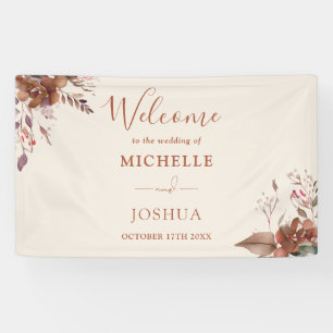 Rustikale Blumen-Herbst-Hochzeit Willkommen Banner