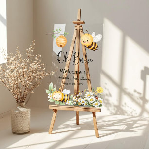 Rustikale Blumen Oh Babee Honigbiene Baby Shower Acrylschild