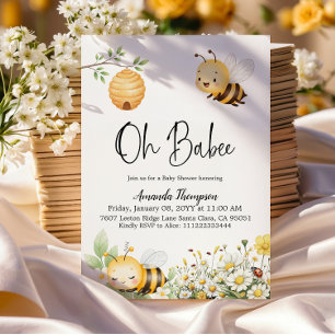 Rustikale Blumen Oh Babee Honigbiene Baby Shower Einladung